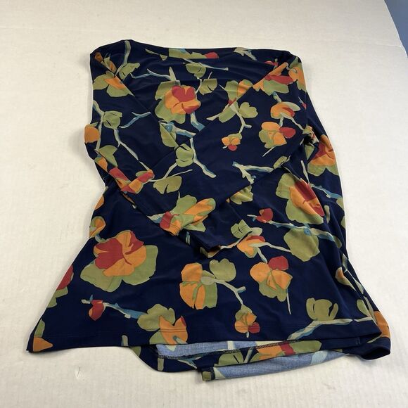 Ralph Lauren Navy Faux Wrap Blouse XL Floral Boho Surplice Jersey Stretch Top - Picture 10 of 11